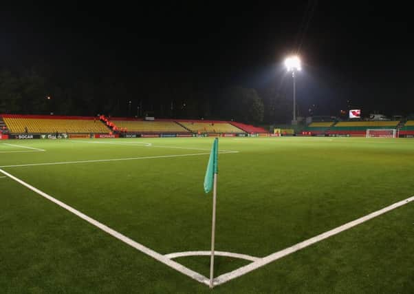 The synthetic pitch at the LFF Stadium in Vilnius is similar to the playing area at Kilmarnocks Rugby Park. Picture: Getty.