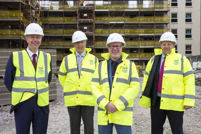 From left: Stuart Nicholson, loan investments director at Scottish Widows, Lar chairman Andrew Robertson, housing minister Kevin Stewart and Alan Brennan, relationship director at Bank of Scotland Commercial Real Estate. Picture: Newsline Media