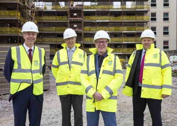 From left: Stuart Nicholson, loan investments director at Scottish Widows, Lar chairman Andrew Robertson, housing minister Kevin Stewart and Alan Brennan, relationship director at Bank of Scotland Commercial Real Estate. Picture: Newsline Media