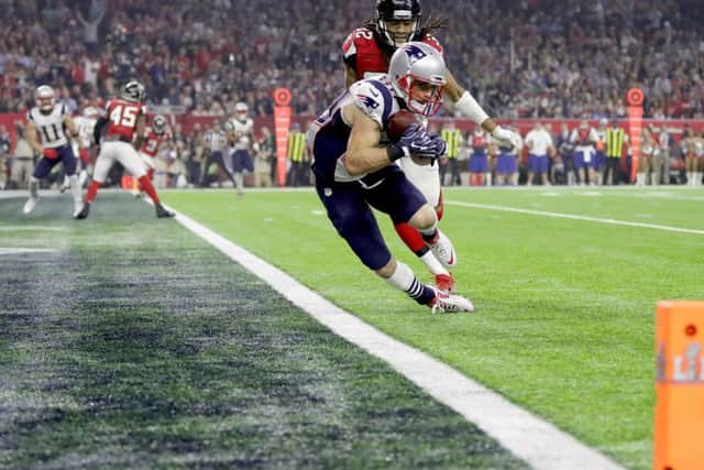 Patriot Danny Amendola catches a six-yard touchdown in the fourth quarter. Picture: Getty.