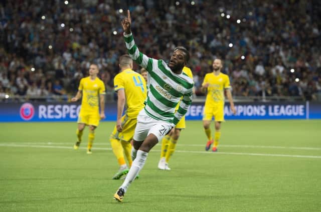 Celtic's Olivier Ntcham celebrates his goal. Picture: SNS