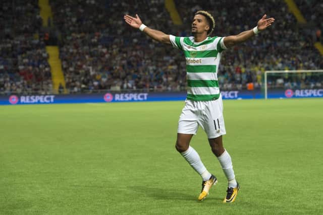 Scott Sinclair celebrates opening the scoring for Celtic. Picture: SNS