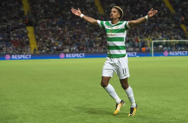 Scott Sinclair celebrates opening the scoring for Celtic. Picture: SNS