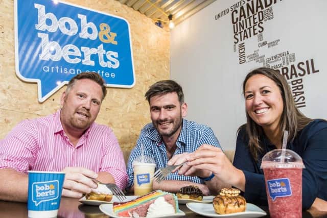 Bob & Berts co-founders Colin McClean and David Ferguson with BGF's Gemma Hamilton. Picture: Elaine Hill