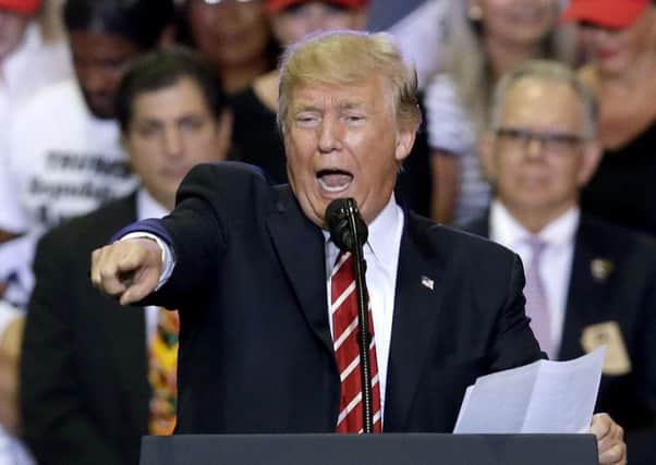 President Donald Trump speaks at a rally in Phoenix. Picture: AP