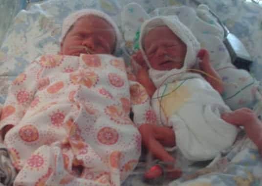Lucy and Jessica in the neonatal unit. Picture: Supplied