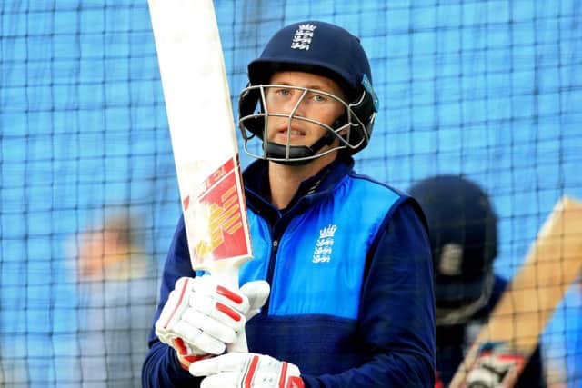 England captain Joe Root in the nets at Headingley before the 2nd Test against the West Indies. Picture: Lindsey Parnaby/AFP/Getty