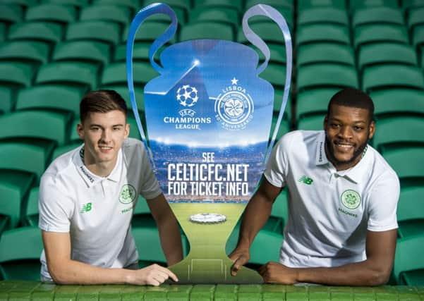 Celtic's Kieran Tierney and Olivier Ntcham meet the media after the Champions League groups stage draw. Picture: Paul Devlin/SNS