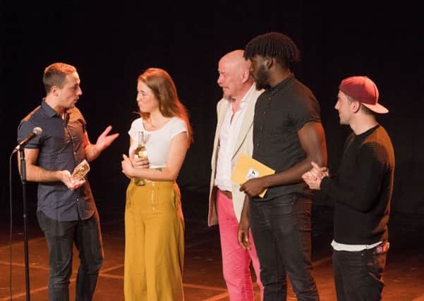 Flesh and Bone are presented with the Holden Street Theatres Award. Picture: Ian Georgeson