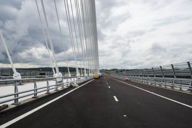 Wind barriers will protect the lanes of traffic on the Queensferry Crossing
