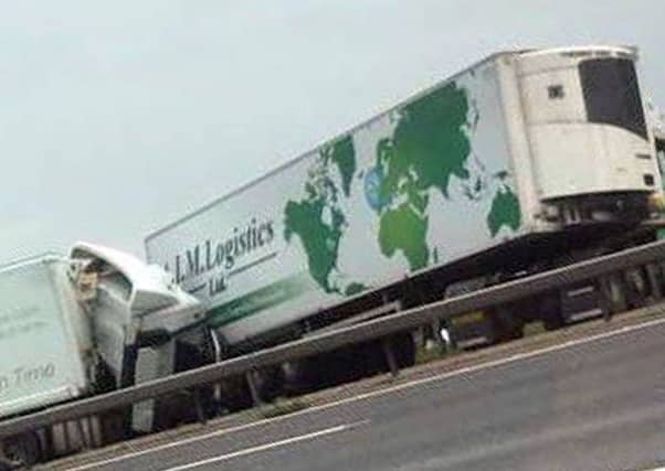 Eight people died after a motorway crash involving two lorries and a minibus on the southbound carriageway of the M1 near Newport Pagnell. Picture: @ItsOllieYT/PA Wire