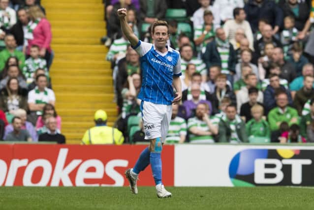 St Johnstone's Steven MacLean celebrates his goal against Celtic. Picture: SNS