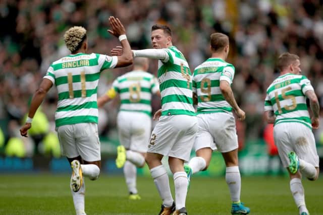 Callum McGregor celebrates his equaliser. Picture: PA