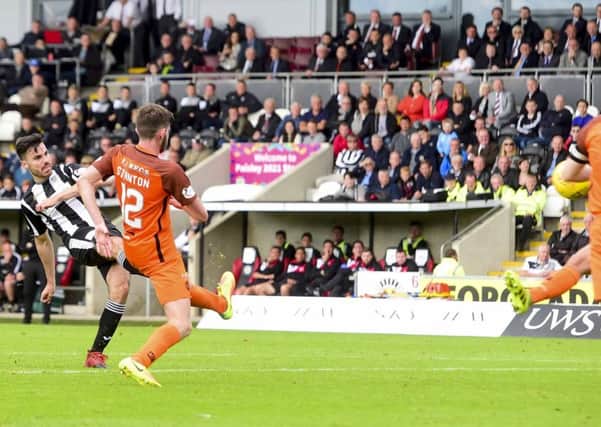 Hows that for openers? Lewis Morgan fires home from 25 yards for the first of his two goals.  Photograph: Alan Harvey/SNS