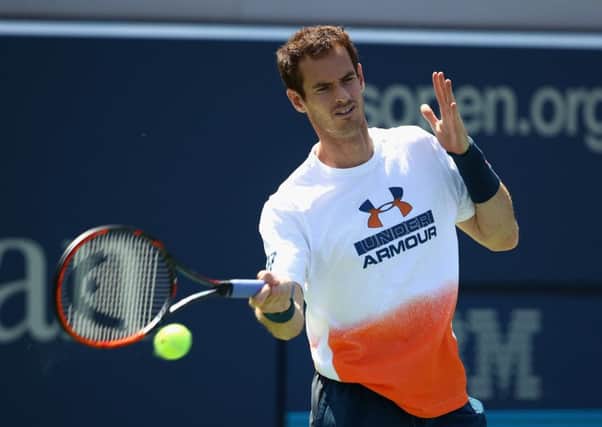 Andy Murray practises at the USTA Billie Jean King National Tennis Center on Saturday. Picture: Clive Brunskill/Getty Images