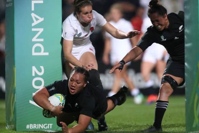 New Zealand's Toka Natua dives in to score a try. Picture: Brian Lawless/PA