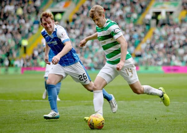 Celtic's Stuart Armstrong in action against St Johnstone's Liam Craig. Picture: Jane Barlow/PA Wire