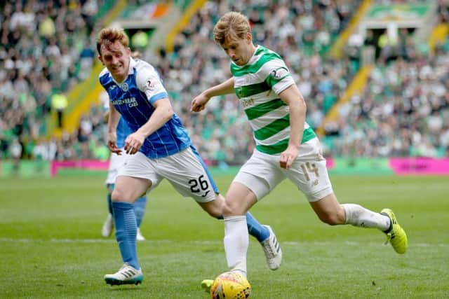 Celtic's Stuart Armstrong in action against St Johnstone's Liam Craig. Picture: Jane Barlow/PA Wire