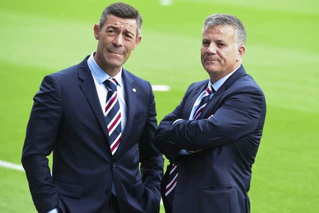 Rangers manager Pedro Caixinha, left, with director of football Mark Allen. Picture: SNS
