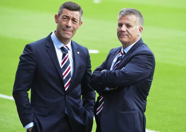 Rangers manager Pedro Caixinha, left, with director of football Mark Allen. Picture: SNS