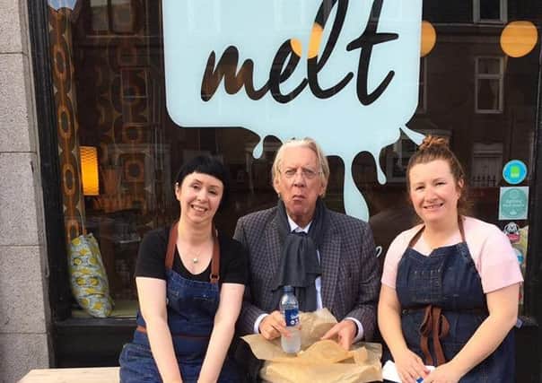 Donald Sutherland with Melt employees in Aberdeen. Picture: Melt Facebook