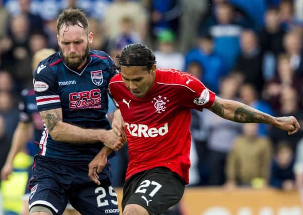 Carlos Pena, right, did not impress after coming off the bench for Rangers. Picture: SNS