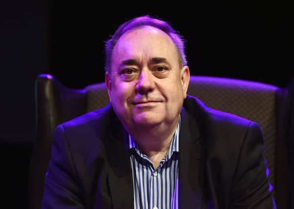 Former First Minister Alex Salmond on stage at the Assembly Rooms in Edinburgh. Picture: Lesley Martin/PA