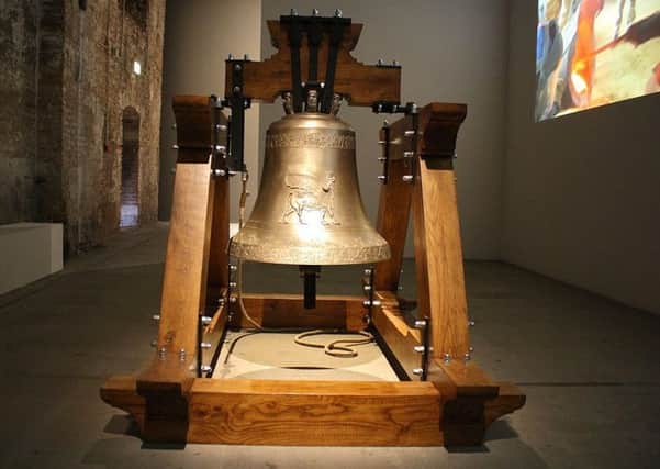 Installation shot of Nazhad and The Bell by Hiwa K, Hospitalfield, Arbroath