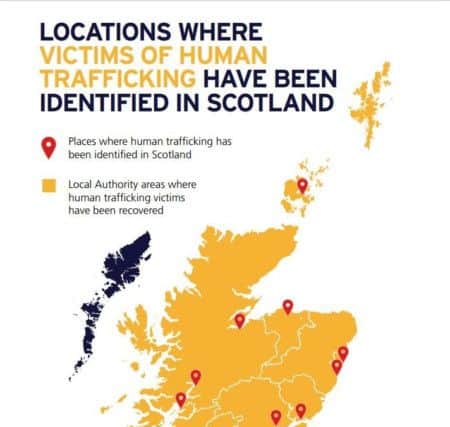The map data reveals Scotland's worst areas for human trafficking. Picture: Contributed