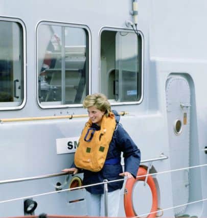Princess Diana aboard nuclear submarine HMS Trafalgar. Picture: Tim Graham/Getty Images