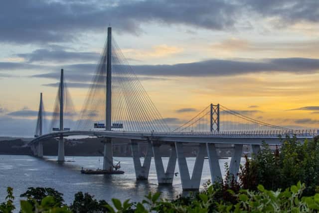 The sunrises over the Queensferry Crossing. Picture; SWNS