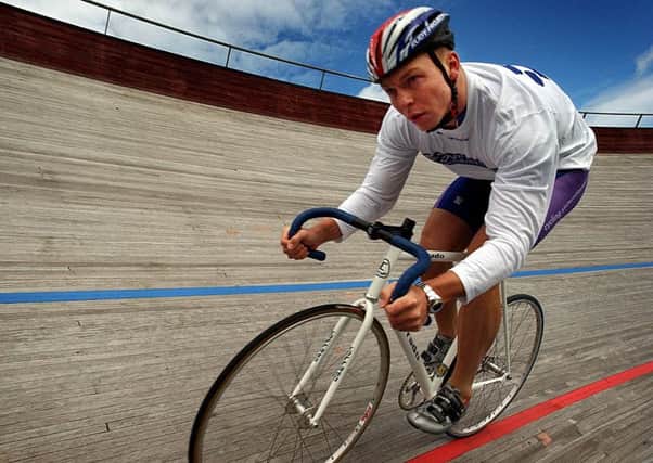 Chris Hoy trains at the Velodrome after being selected for the 2002 Commonwealth Games. Picture: Jon Savage.