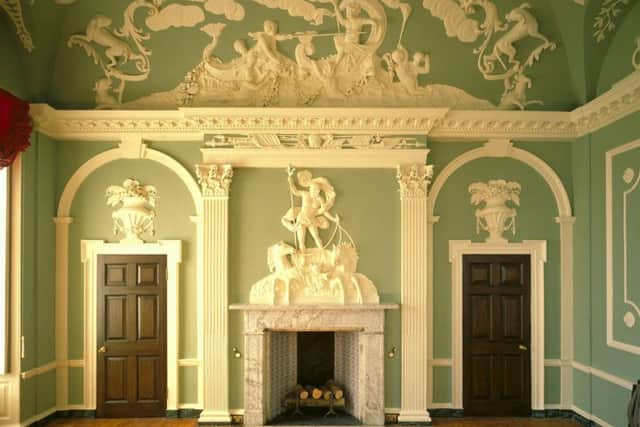 The hunting scene in the drawing room at House of Dun, near Montrose, which is said to contain a hidden message about the Jacobite sympathies of owner Lord Dun. PIC: NTS.