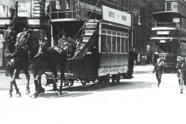 A Horse-drawn tram in Glasgow, sometime between 1872 and 1898. PIC: Contributed.
