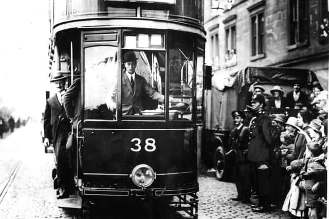 The Duke of York (later King George VI) drives a tram in Glasgow in September 1924. PIC: TSPL
