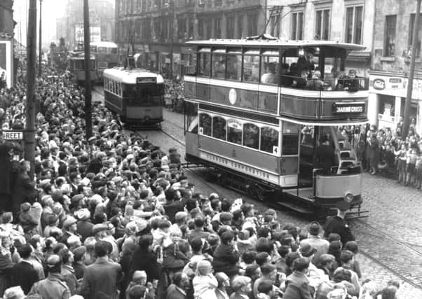 The last tram in Glasgow which travelled in a procession from Dalmarnock Road to Pollokshaws Road on September 4, 1962. PIC: TSPL.