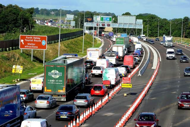 Drivers experienced lengthy queues on the approach to the new crossing yesterday. Picture: Lisa Ferguson