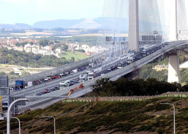 Drivers experienced a second day of heavy tailbacks on the approach to the new Queensferry Crossing. Picture: Lisa Ferguson