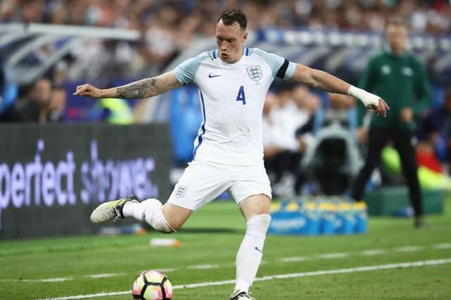 Phil Jones in action for England in Paris during the 3-2 friendly defeat against France in June. Picture: Julian Finney/Getty Images