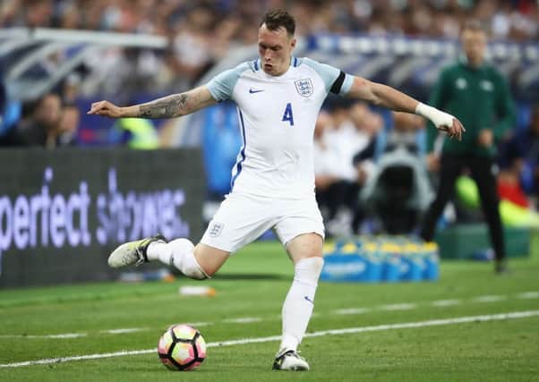 Phil Jones in action for England in Paris during the 3-2 friendly defeat against France in June. Picture: Julian Finney/Getty Images
