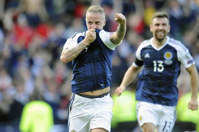 Leigh Griffiths leads the line for Scotland again. Picture: Michael Gillen
