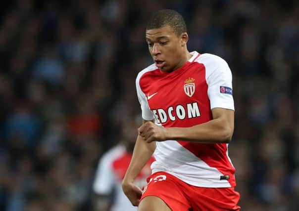 Monaco's Kylian Mbappe has joined Paris St Germain on loan. Picture: Martin Rickett/PA Wire