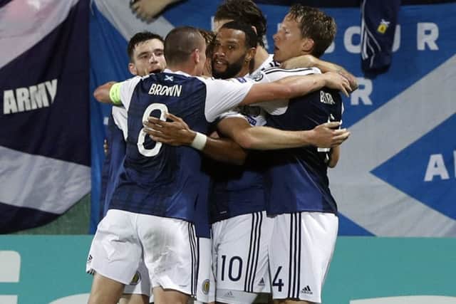Scotland's jubilant players celebrate. Picture: AP