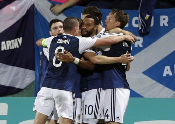 Scotland's jubilant players celebrate. Picture: AP