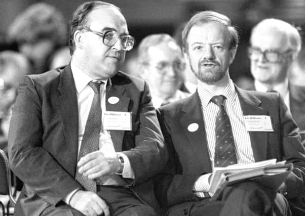 John Smith and Robin Cook at a Labour Party conference in Blackpool at a time when leader Neil Kinnock was fighting to make the party electable. Picture: PA
