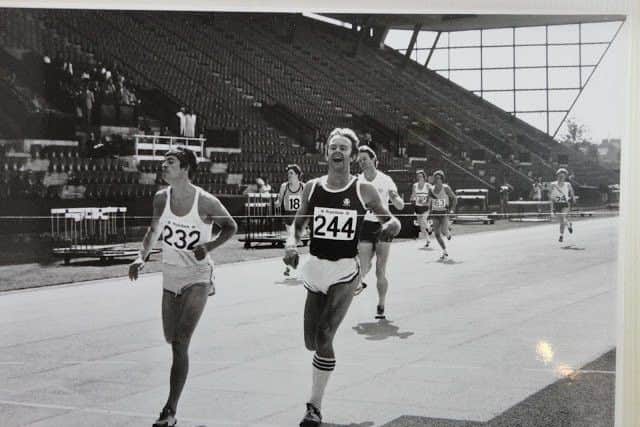 Winning feeling: Peter Hoffmann, left, edges out Roger Jenkins with David Jenkins third in the 1978 Scottish Championships 400m at Meadowbank
