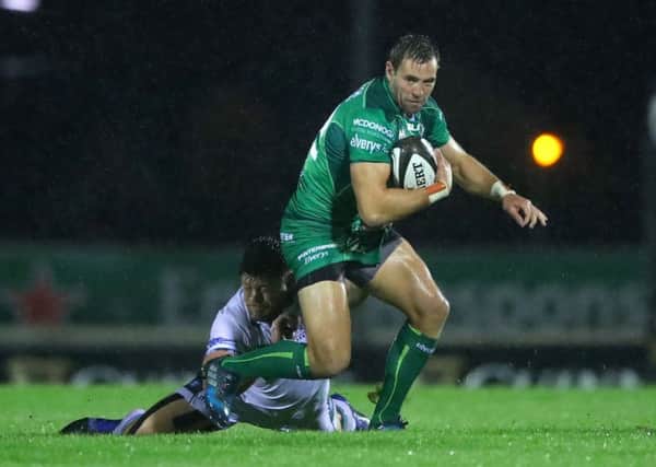 Connacht's Craig Ronaldson is tackled by Oli Kebble of Glasgow
. Picture: James Crombie/INPHO