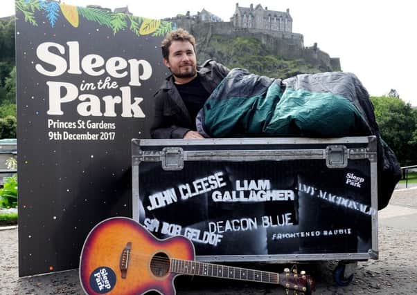 Josh Littlejohn, the founder of Social Bite, launches Sleep in the Park, which he hopes will contribute significantly to eradicating homelessness in Scotland. Picture: Lisa Ferguson