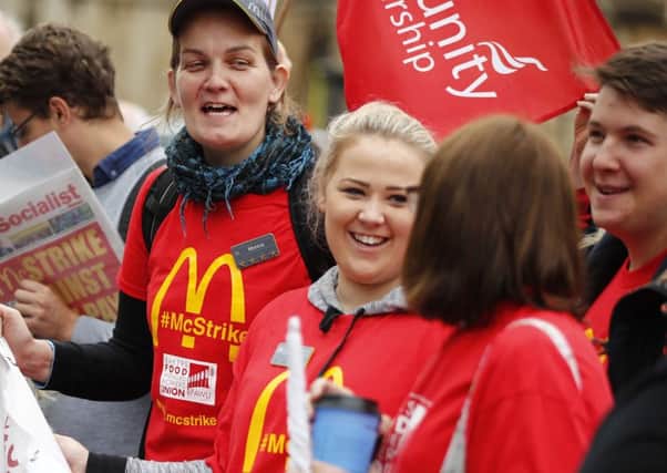 Demonstrators protest over working conditions and the use of zero-hour contracts at burger chain McDonalds. Picture: Getty