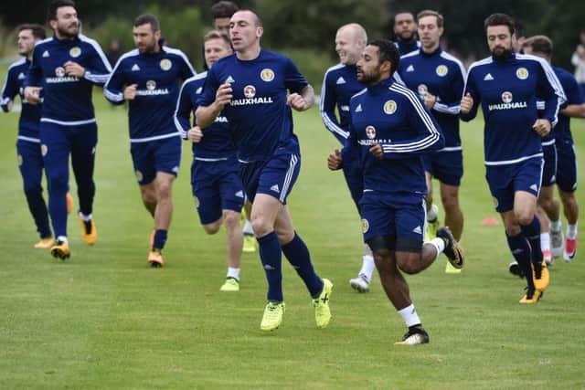 The Scotland squad in training at Mar Hall ahead of the match with Malta. Picture: SNS Group